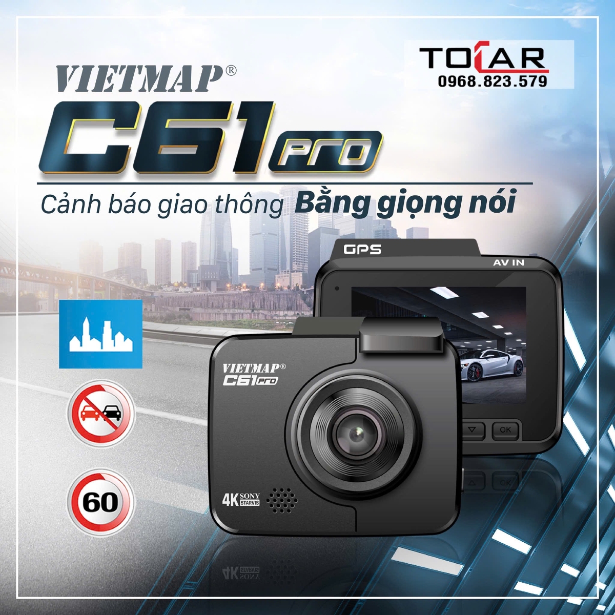 Camera hanh trinh Vietmap C61pro cho xe oto tai Hai Duong